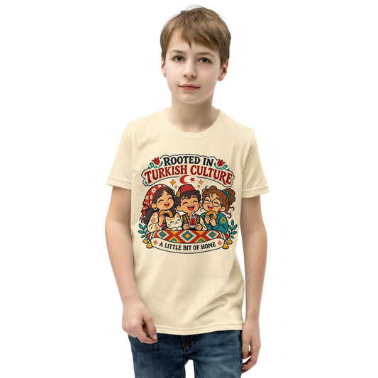 Rooted in Turkish Culture Kids' T-Shirt (Youth Sizes), Roots & Talks - Natural