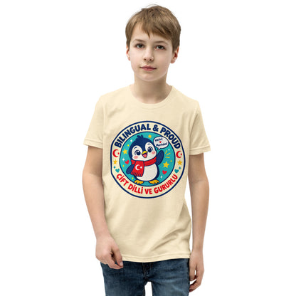 Bilingual & Proud Kids' T-Shirt (Youth Sizes), Roots & Talks - Natural