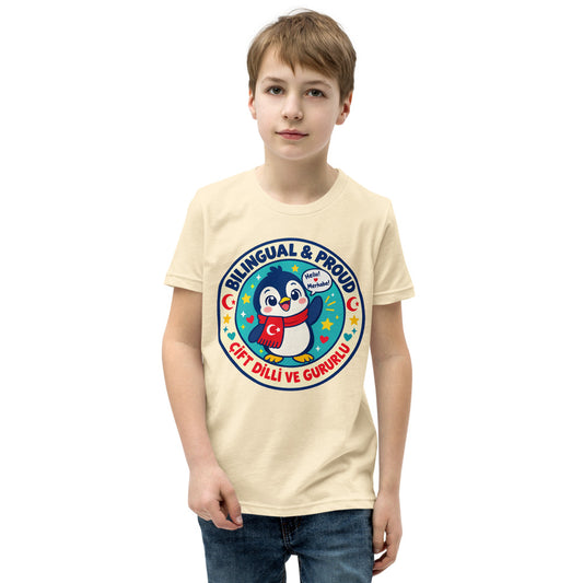Bilingual & Proud Kids' T-Shirt (Youth Sizes), Roots & Talks - Natural