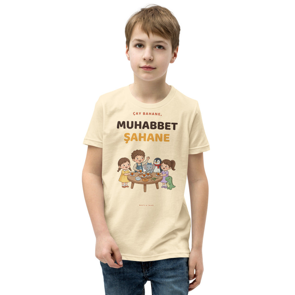 Çay Bahane, Muhabbet Şahane Kids' T-Shirt (Youth Sizes), Roots & Talks - Natural