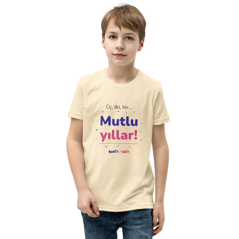 Üç, İki, Bir, Mutlu Yıllar Kids' T-Shirt (Youth Sizes), Roots & Talks - Natural