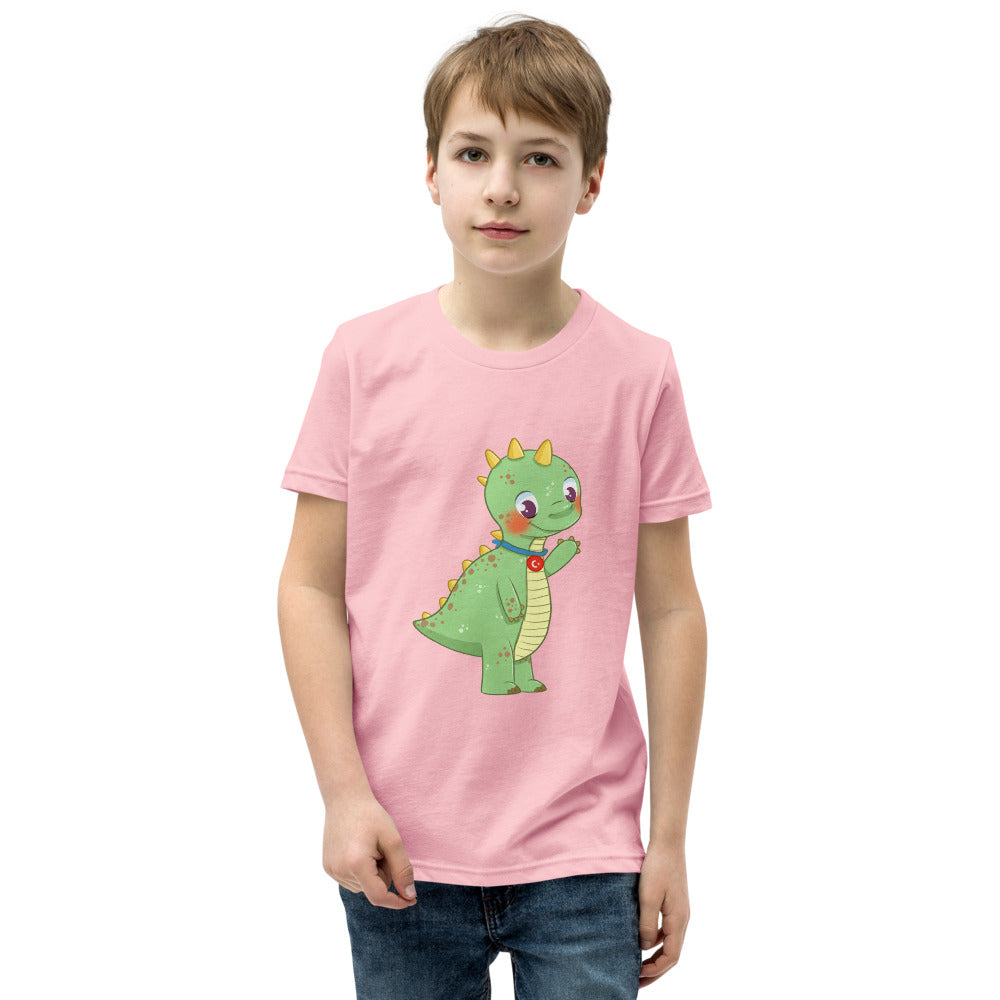 Dino Dinosaur Kids' T-Shirt (Youth Sizes), Roots & Talks - Pink