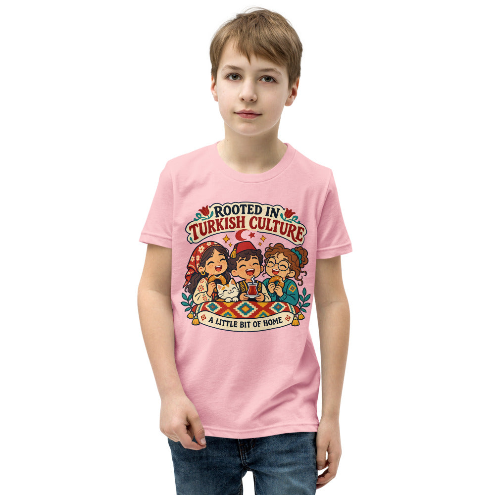 Rooted in Turkish Culture Kids' T-Shirt (Youth Sizes), Roots & Talks - Pink