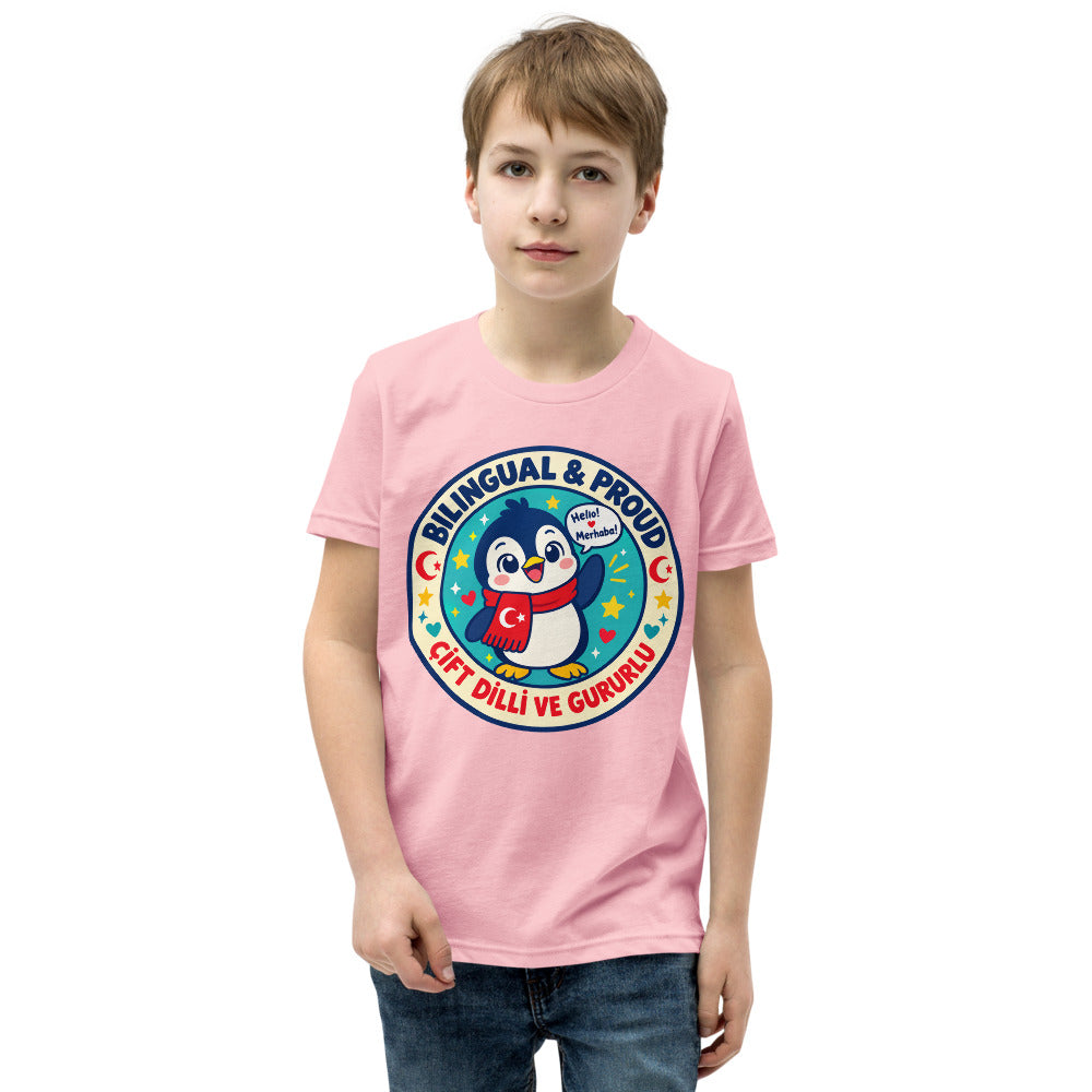 Bilingual & Proud Kids' T-Shirt (Youth Sizes), Roots & Talks - Pink