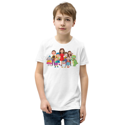 All the Characters Together Kids' T-Shirt (Youth Sizes), Roots & Talks - White