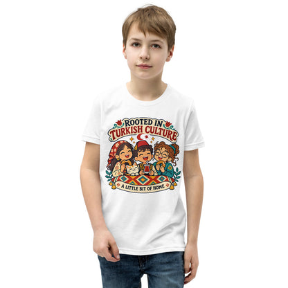Rooted in Turkish Culture Kids' T-Shirt (Youth Sizes), Roots & Talks - White
